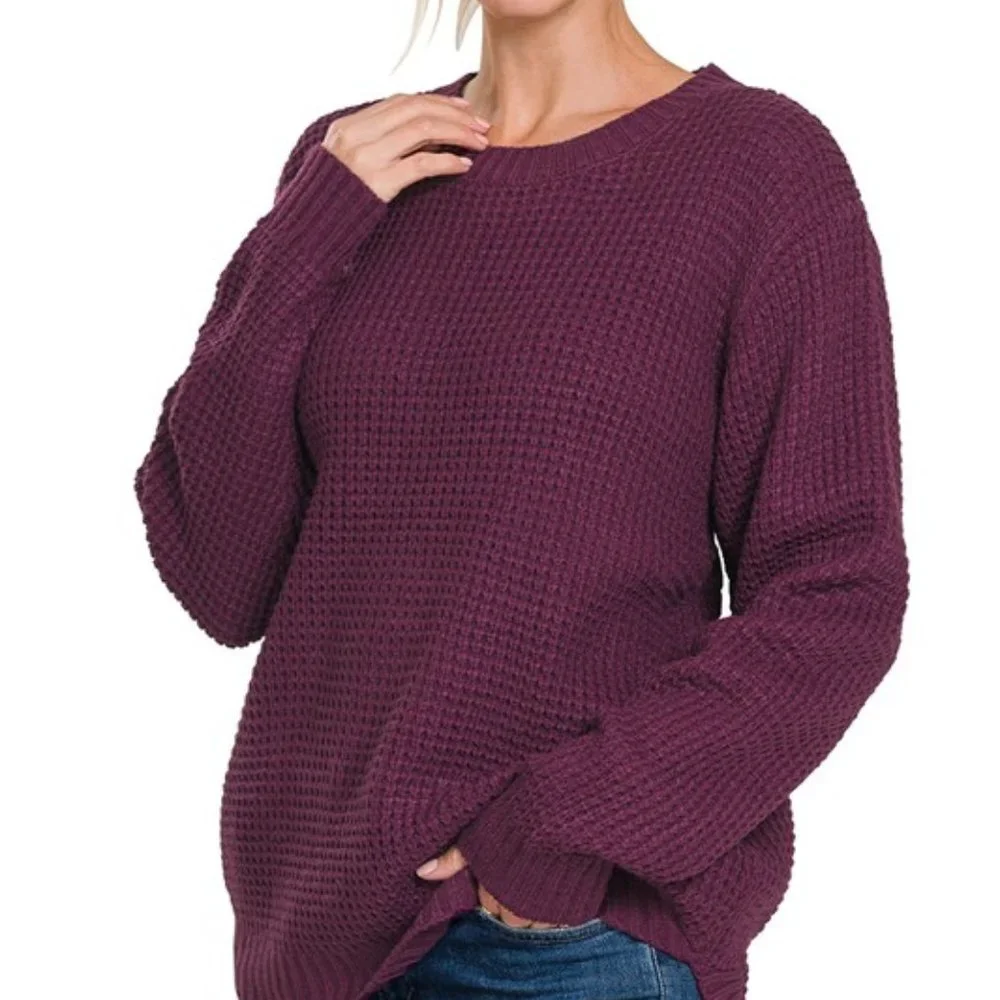 NEW - FALLING FOR YOU WAFFLE KNIT SWEATER - Picture 1 of 1